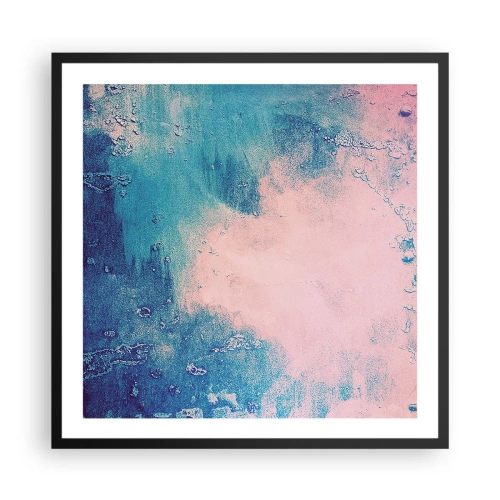 Poster in einem schwarzem Rahmen - Himmelsblaue Umarmungen - 60x60 cm
