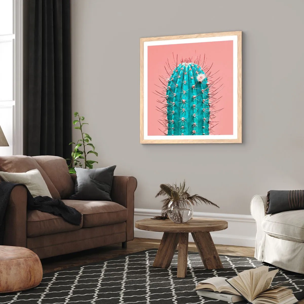 Poster in einem Rahmen aus heller Eiche - Schau einfach hin - 40x40 cm