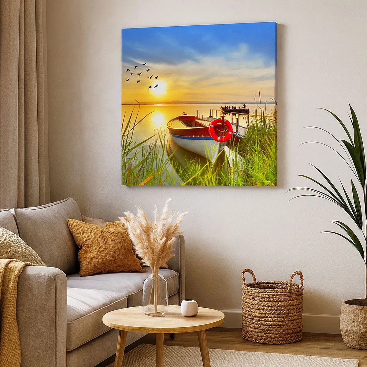 Bild auf Leinwand - Leinwandbild - Die Kormorane fliegen schon weg - 30x30 cm