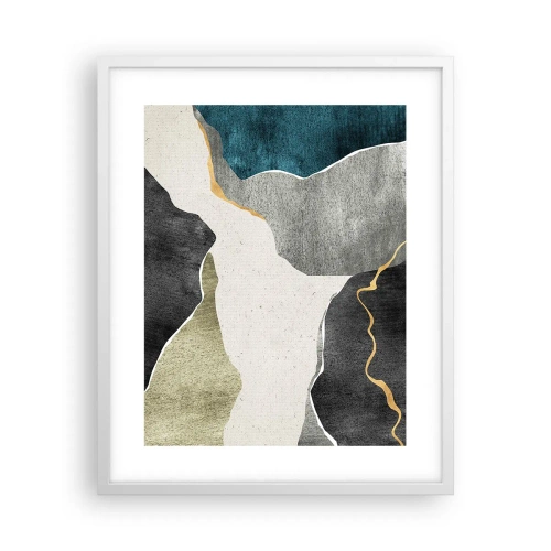 Poster in einem weißen Rahmen - Mosaikkomposition mit Goldfaden - 40x50 cm