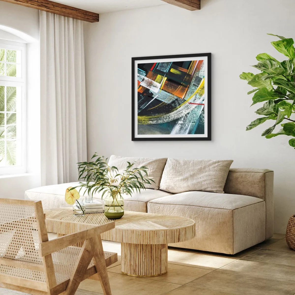 Poster in einem schwarzem Rahmen - Energie der Bewegung - 30x30 cm