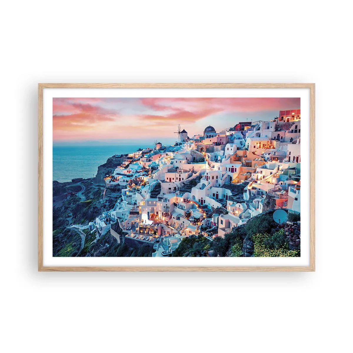 Poster in einem Rahmen aus heller Eiche - Dein toller griechischer Urlaub - 91x61 cm