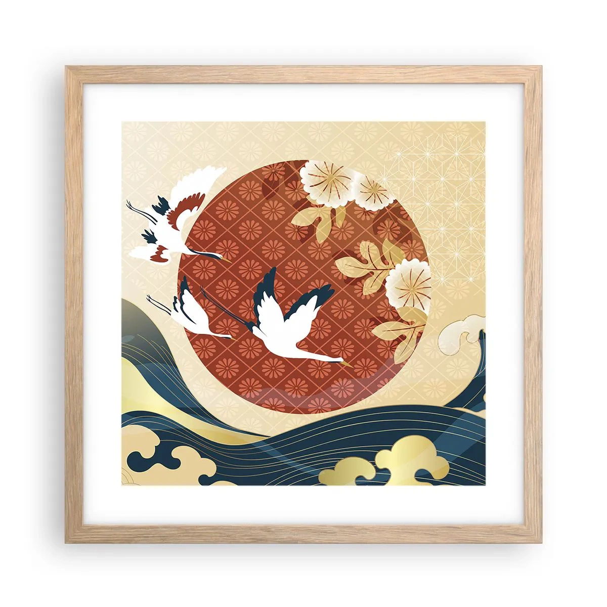 Poster in einem Rahmen aus heller Eiche - Japanisches Märchen - 40x40 cm