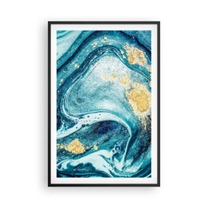 Poster in einem schwarzem Rahmen - Blauer Wirbel - 61x91 cm
