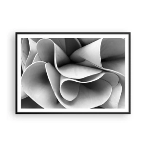 Poster in einem schwarzem Rahmen - Schwarz-weiße Details abstrakter Formen - 100x70cm - Es passiert im Weltraum - Moderne Wanddekoration für Wohnzimmer und Schlafzimmer ARTTOR