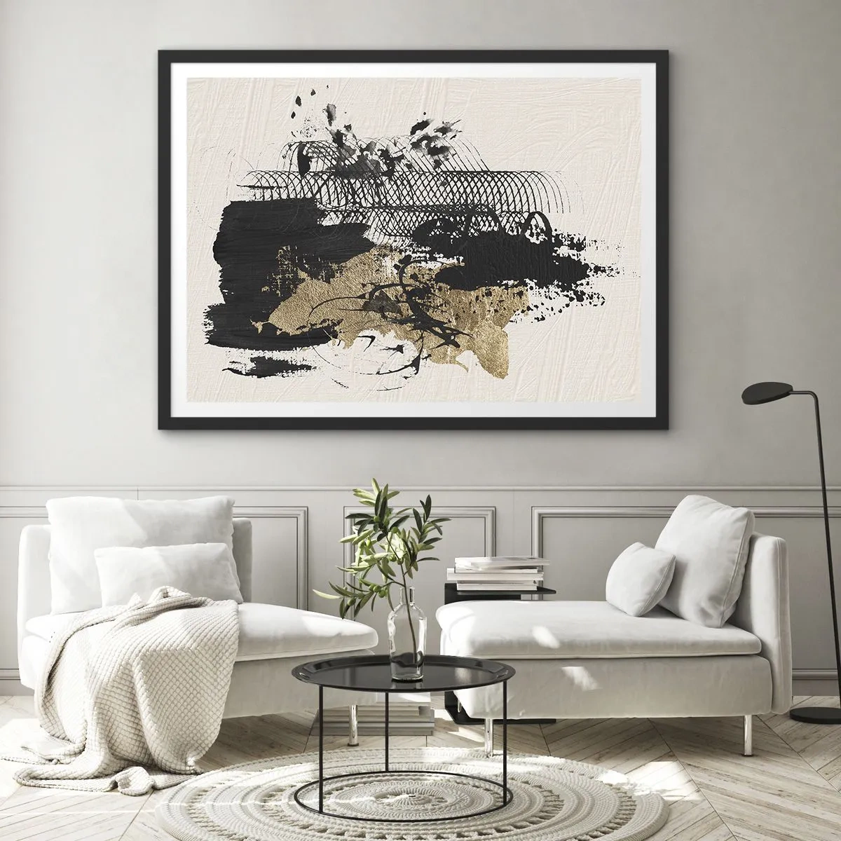 Poster in einem schwarzem Rahmen - Komposition mit Leidenschaft - 40x30 cm