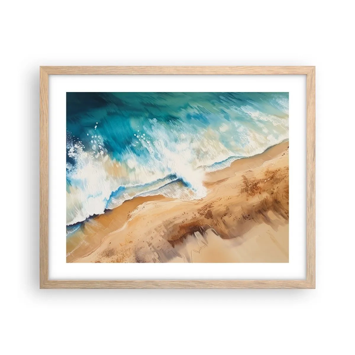 Poster in einem Rahmen aus heller Eiche - Zurückkehrende Welle - 50x40 cm