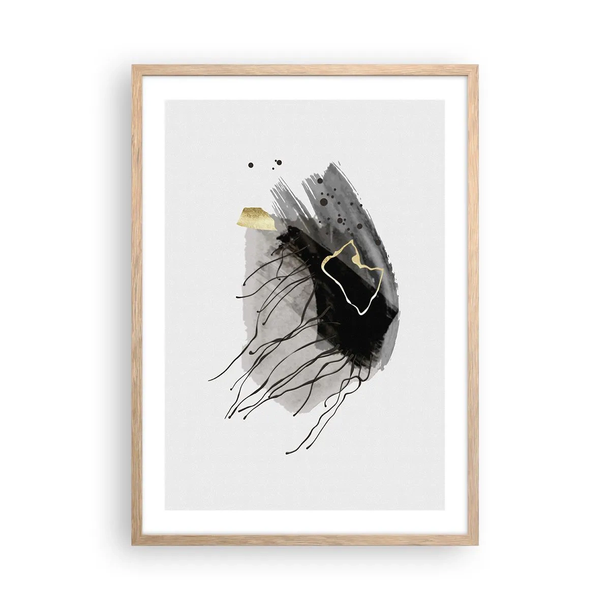 Poster in einem Rahmen aus heller Eiche - In Schwarz und Gold - 50x70 cm