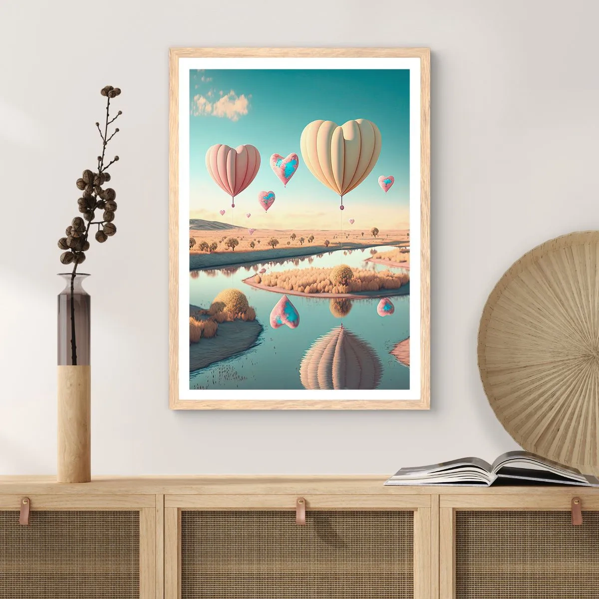 Poster in einem Rahmen aus heller Eiche - Dank Liebe steigt man auf - 50x70 cm