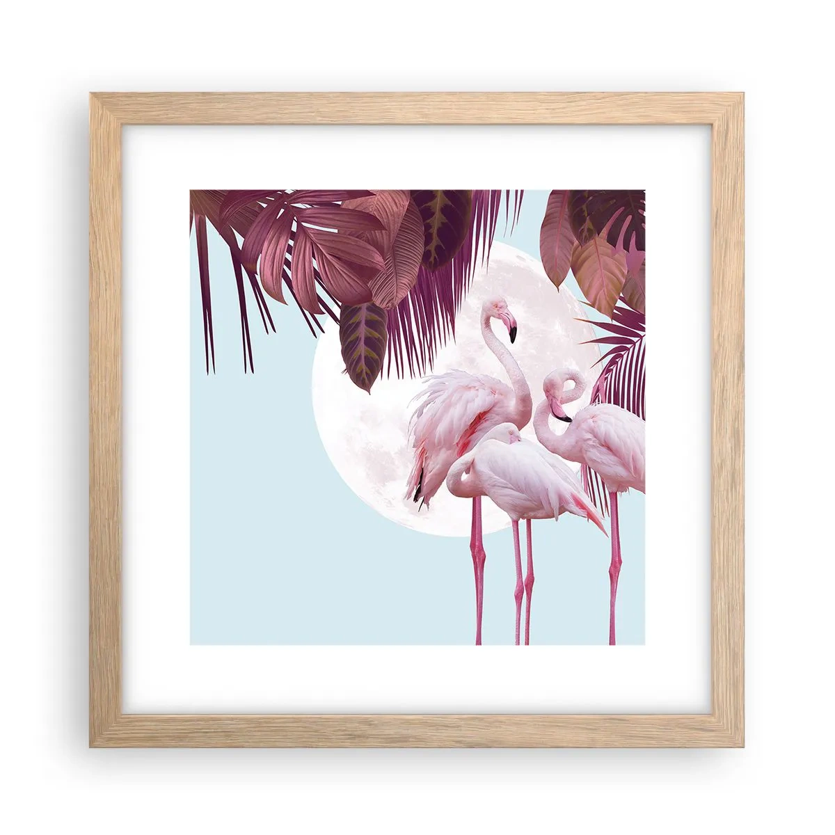 Poster in einem Rahmen aus heller Eiche - Drei Vogelgnaden - 30x30 cm