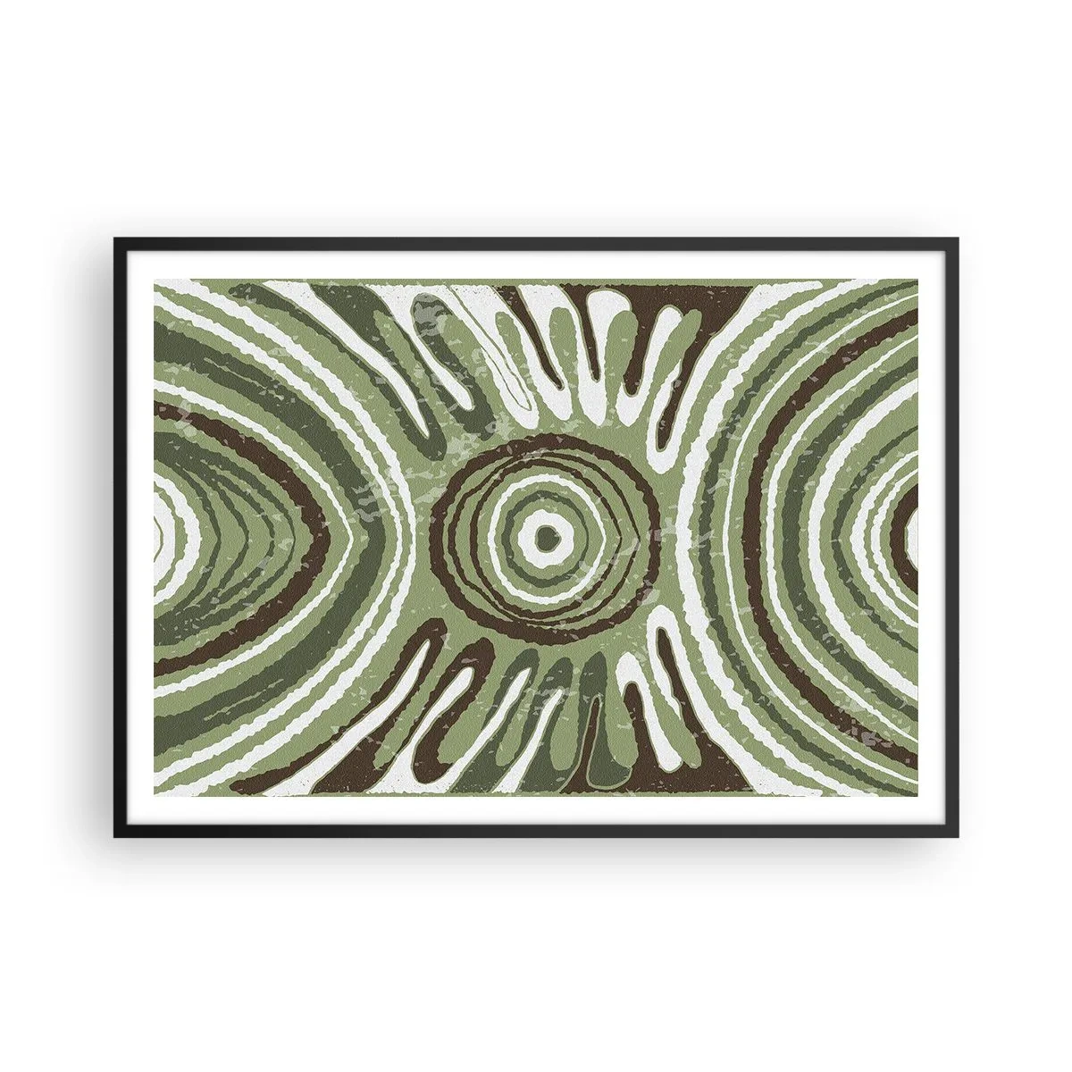 Poster in einem schwarzem Rahmen - Abstrakte Muster in Grün- und Brauntönen - 100x70cm - Explosion von Emotionen - Moderne Wanddekoration für Wohnzimmer und Schlafzimmer ARTTOR