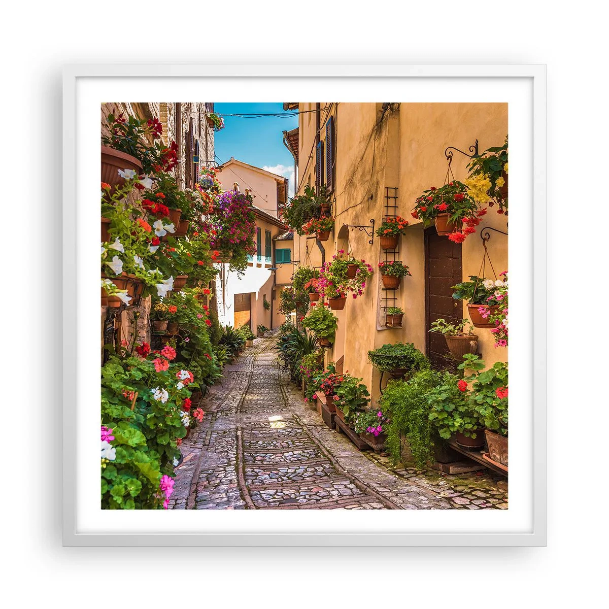 Poster in einem weißen Rahmen - Italienische Gasse - 60x60 cm
