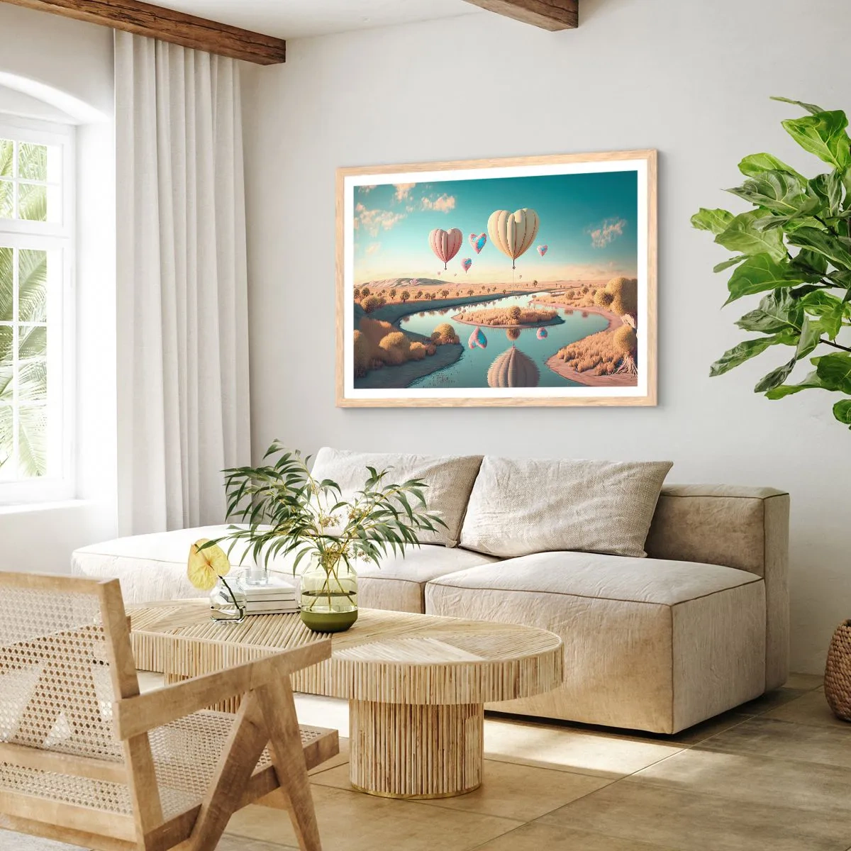 Poster in einem Rahmen aus heller Eiche - Dank Liebe steigt man auf - 100x70 cm