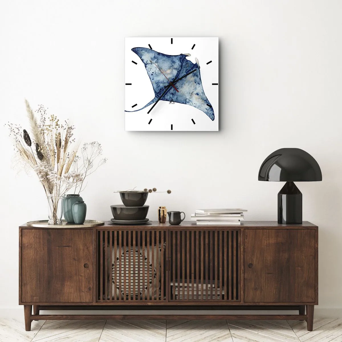 Wanduhr - Glasuhr - Leben im Blau - 40x40 cm