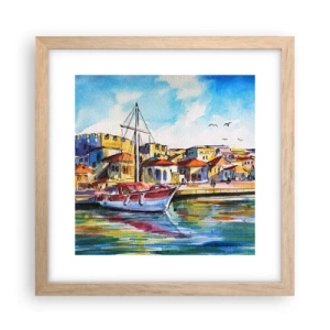 Poster in einem Rahmen aus heller Eiche - Regenbogennachmittag - 30x30 cm