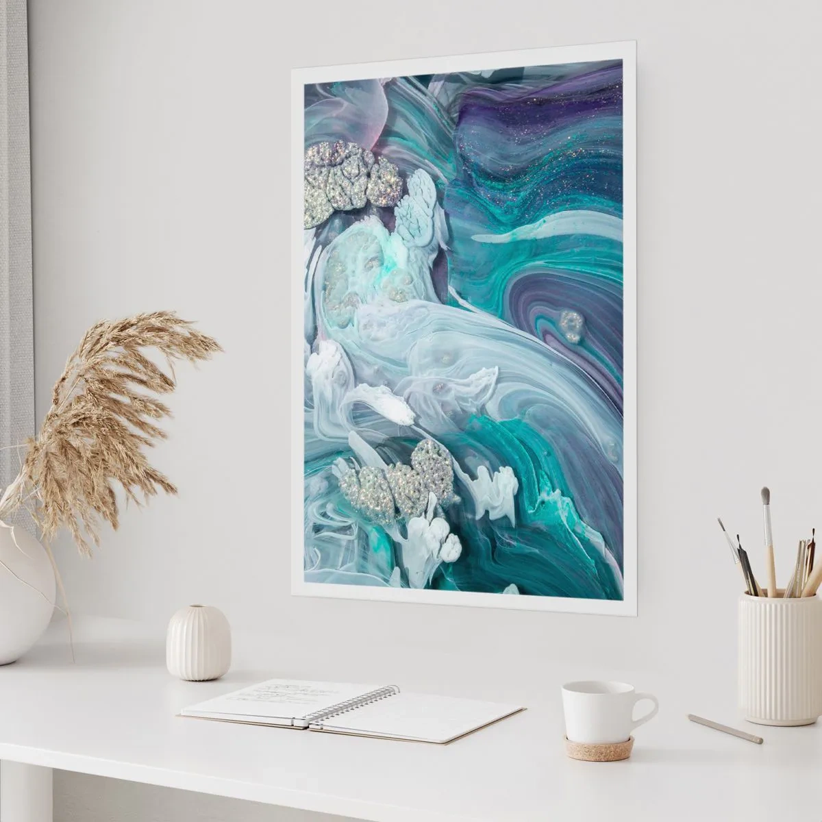 Poster - Strömungen von Himmelblau - 70x100 cm