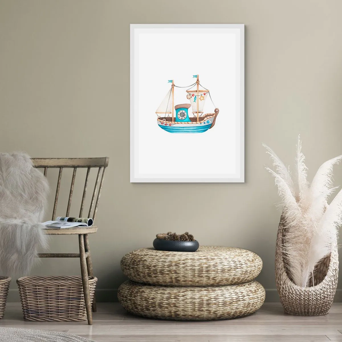 Poster in einem weißen Rahmen - Ahoi, Abenteuer! - 61x91 cm