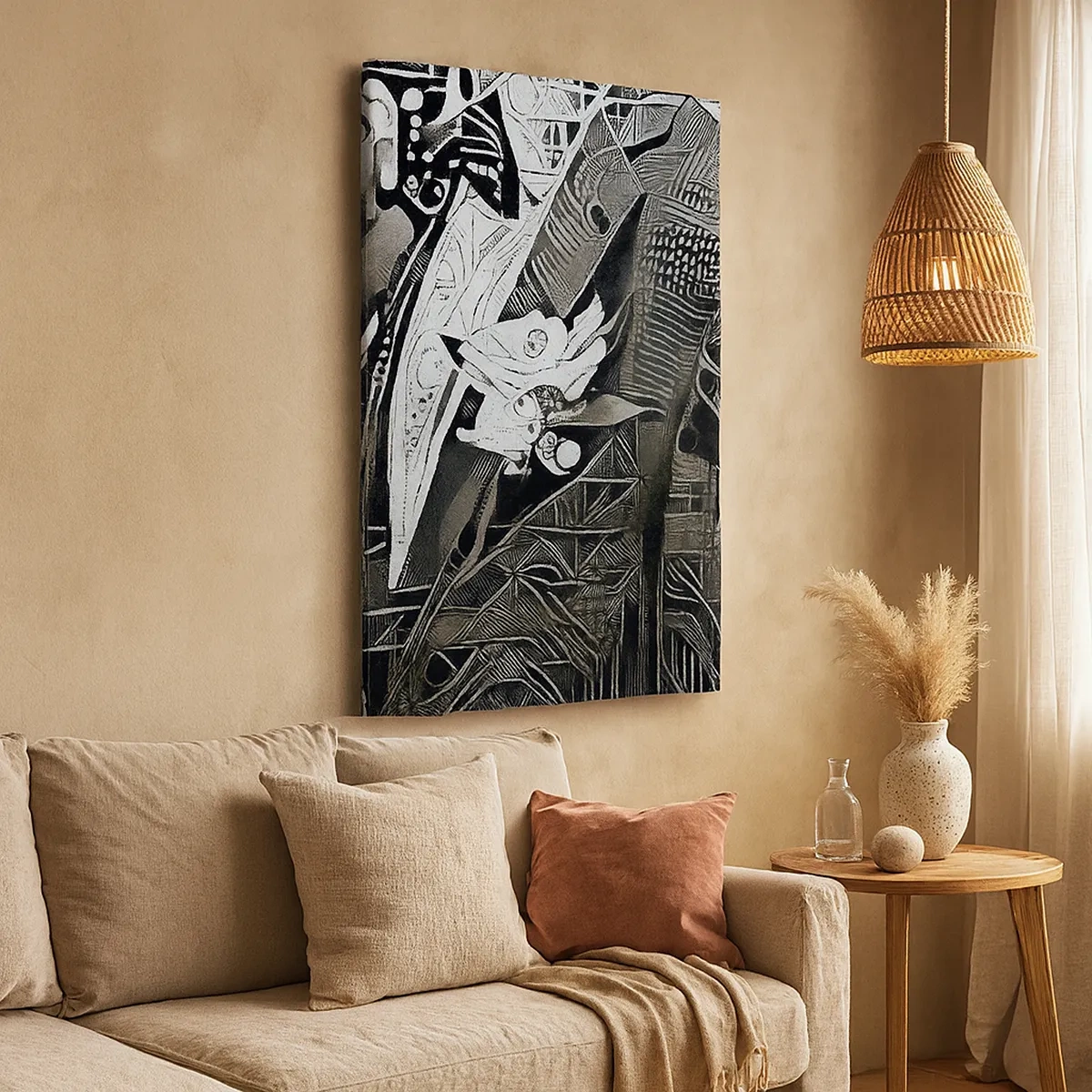 Bild auf Leinwand - Leinwandbild - Elegante Abstraktion eines Mannes im Anzug in Schwarz und Weiß - 50x70cm - Nur ein scheinbar grauer Mann - Moderne Wanddekoration für Wohnzimmer und Schlafzimmer ARTTOR