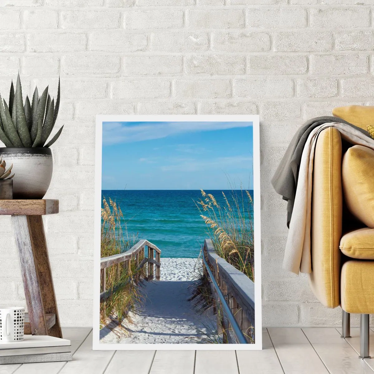Poster - Zugang zum Strand mit Meerblick - 50x70cm - In der Sonne, im Wind - Moderne Wanddekoration für Wohnzimmer und Schlafzimmer ARTTOR