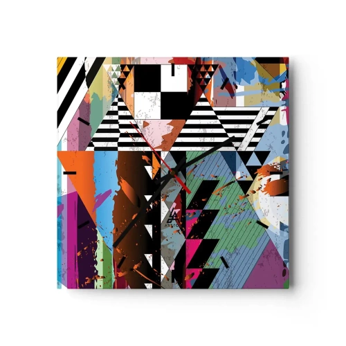 Wanduhr - Glasuhr - Geometrisch und organisch - 40x40 cm