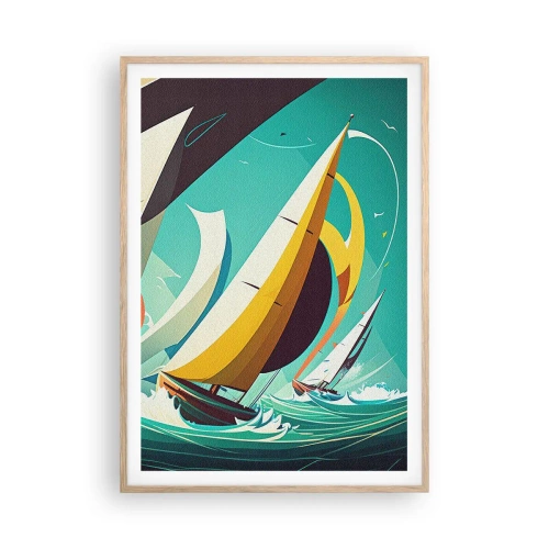 Poster in einem Rahmen aus heller Eiche - Viel Glück mit den Elementen - 70x100 cm