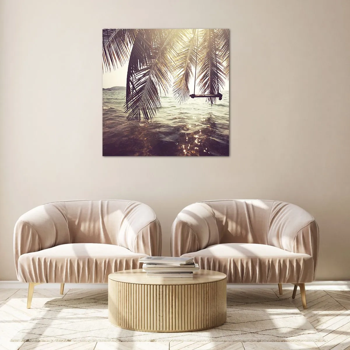 Glasbild - Bild auf glas - Sie können nach Belieben in den Wolken schwingen - 70x70 cm