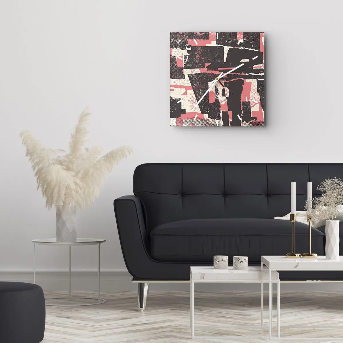 Wanduhr - Glasuhr - Eine abstrakte Komposition in Rosa- und Brauntönen. - 30x30cm - All dieser Lärm - Moderne Wanddekoration für Wohnzimmer und Schlafzimmer ARTTOR