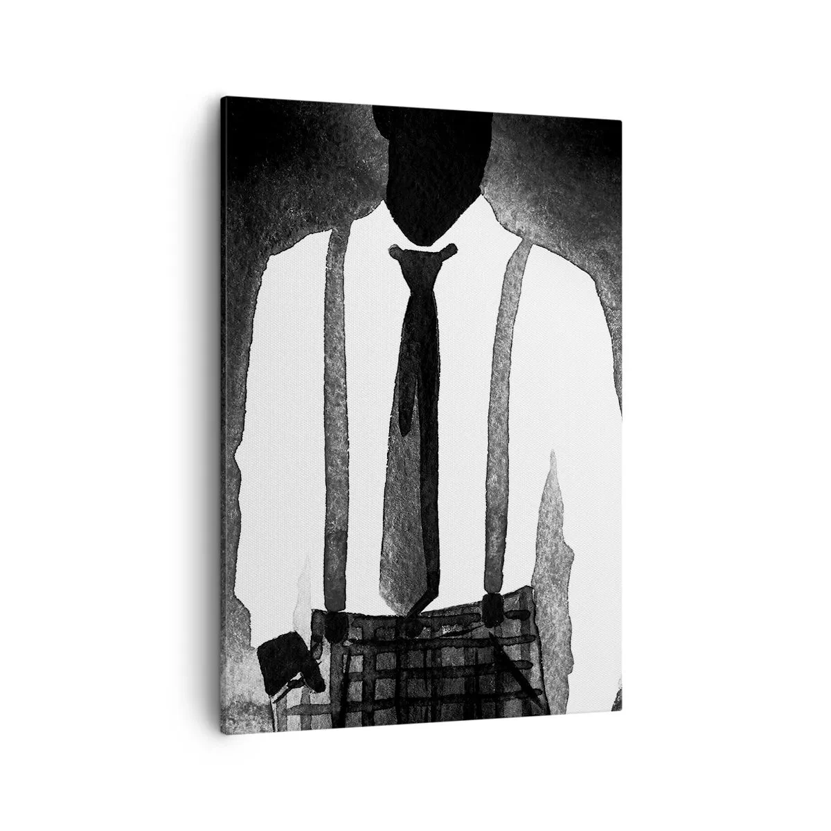 Bild auf Leinwand - Leinwandbild - Charaktere im Noir-Stil, schwarz-weiße Eleganz und Mysterium - 50x70cm - In Noir-Atmosphäre - Moderne Wanddekoration für Wohnzimmer und Schlafzimmer ARTTOR