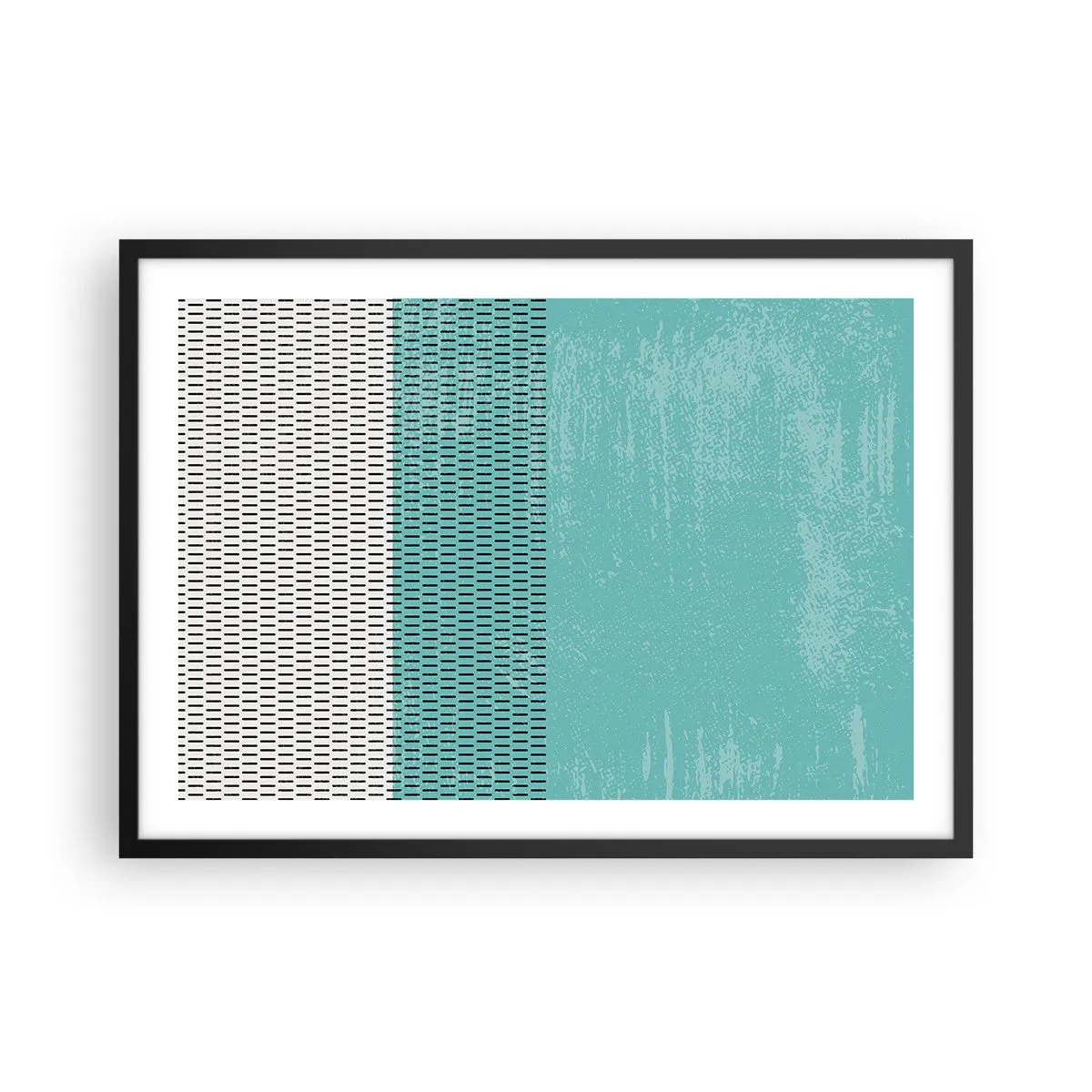 Poster in einem schwarzem Rahmen - Geometrische Komposition mit Türkis und Linien - 70x50cm - Eine ausgewogene Komposition - Moderne Wanddekoration für Wohnzimmer und Schlafzimmer ARTTOR