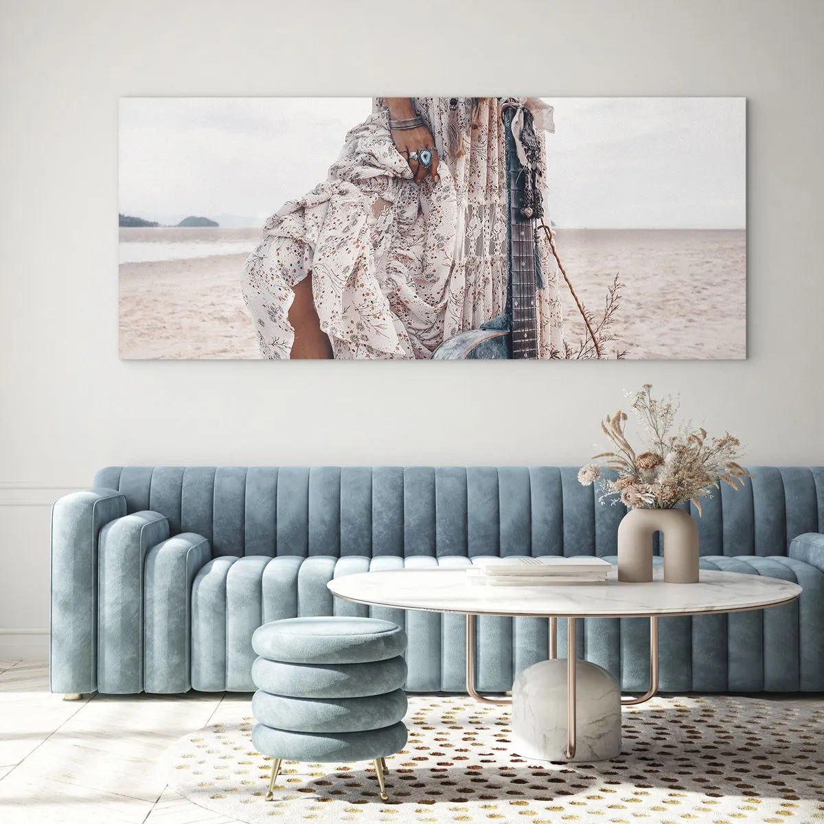 Glasbild - Bild auf glas - Kinderblumen auf dem Weg - 90x30 cm