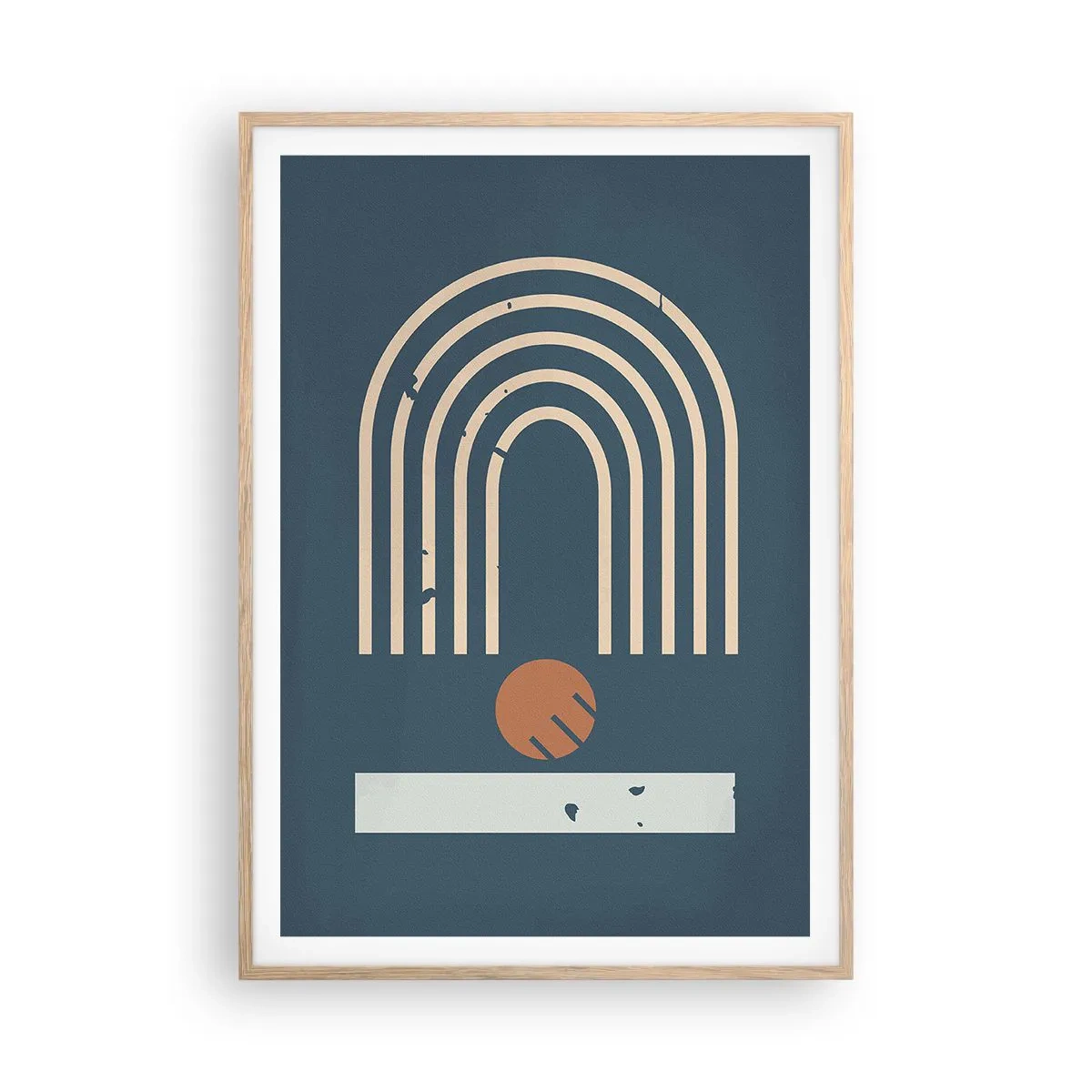 Poster in einem Rahmen aus heller Eiche - Geometrie auf dem Granatapfel - 70x100 cm