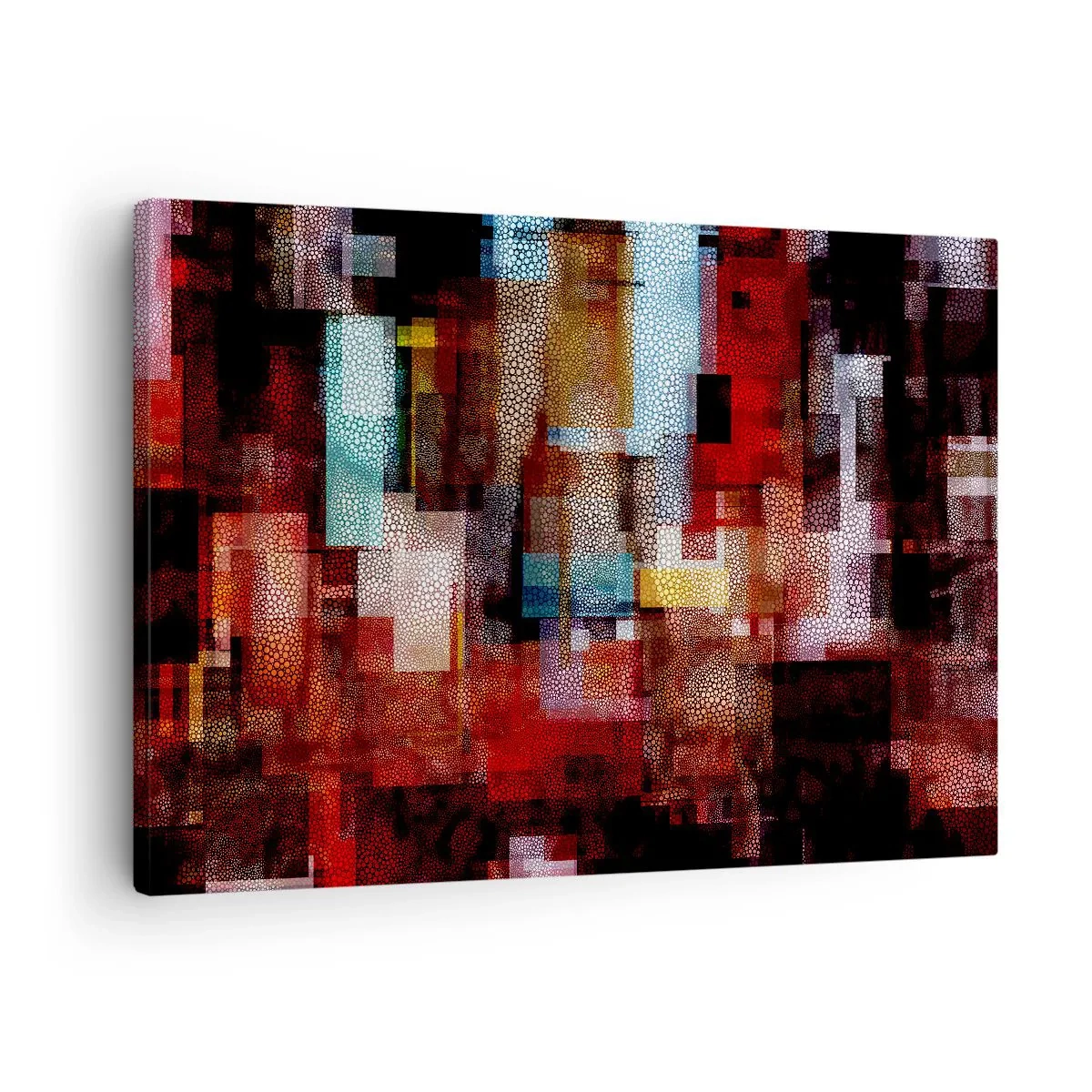 Bild auf Leinwand - Leinwandbild - Geometrische Abstraktion in intensiven Rottönen - 70x50cm - Verwirrung mit Verwirrung - Moderne Wanddekoration für Wohnzimmer und Schlafzimmer ARTTOR