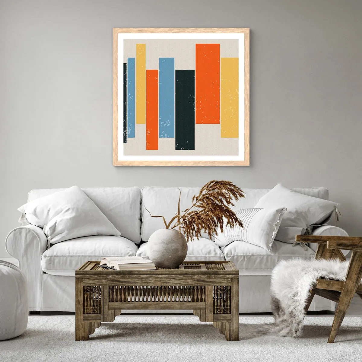 Poster in einem Rahmen aus heller Eiche - Musiknotation - 50x50 cm