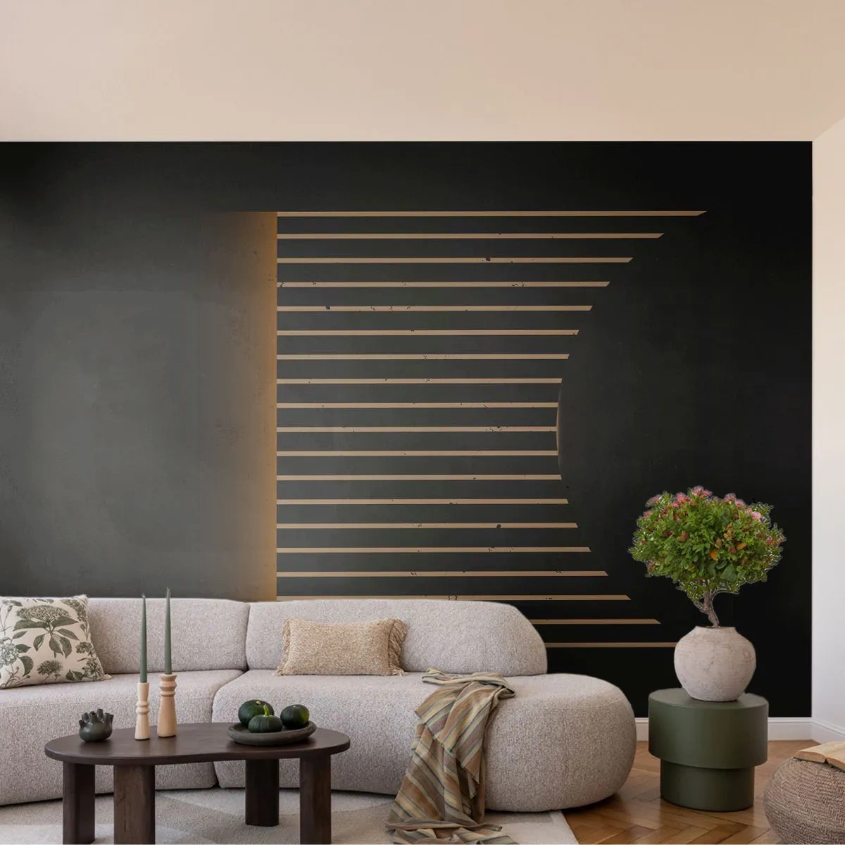 Fototapete Standard Eco - Die Dunkelheit erkunden - Abstraktion, Stück, Lineart - 350x256 cm