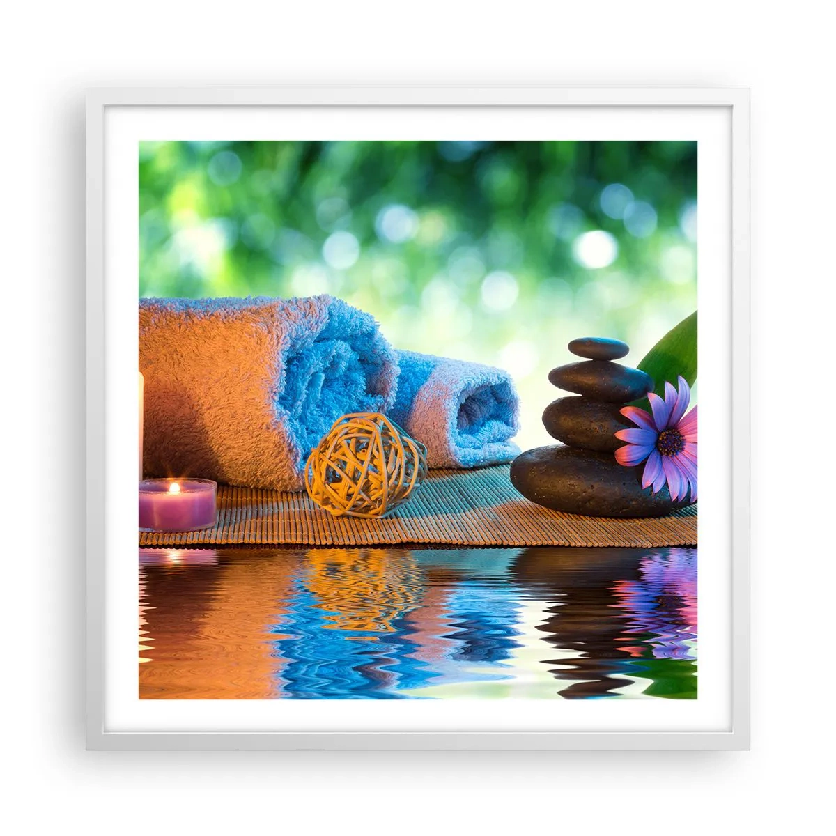 Poster in einem weißen Rahmen - Zeit für den Körper - 60x60 cm