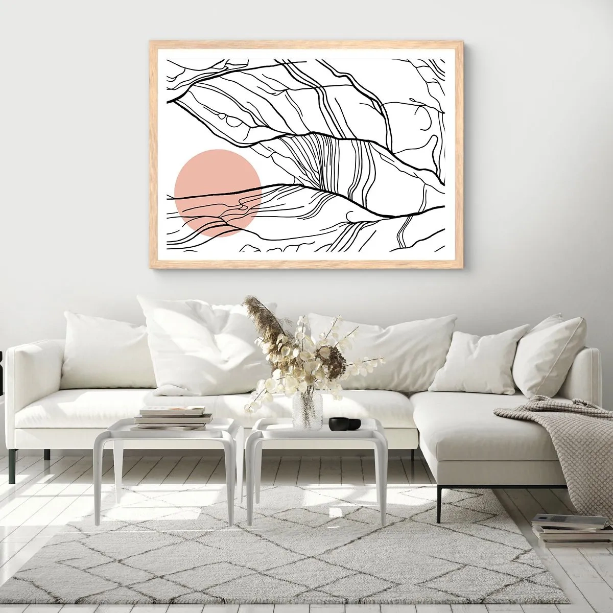 Poster in einem Rahmen aus heller Eiche - In einem Netz aus Zweigen - 100x70 cm