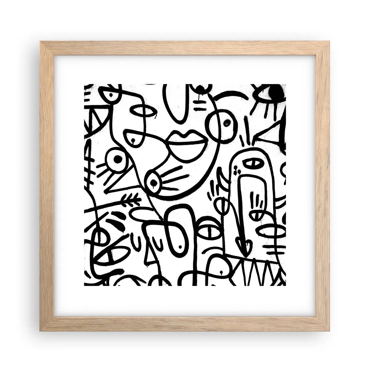 Poster in einem Rahmen aus heller Eiche - Gesichter und Luftspiegelungen - 30x30 cm