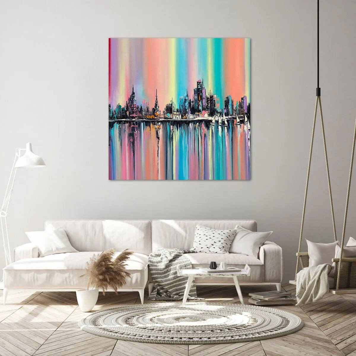 Bild auf Leinwand - Leinwandbild - Um das Licht der Nacht herunterzufallen - 50x50 cm