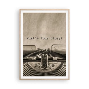 Poster in einem Rahmen aus heller Eiche - Erzähl es mir - 70x100 cm