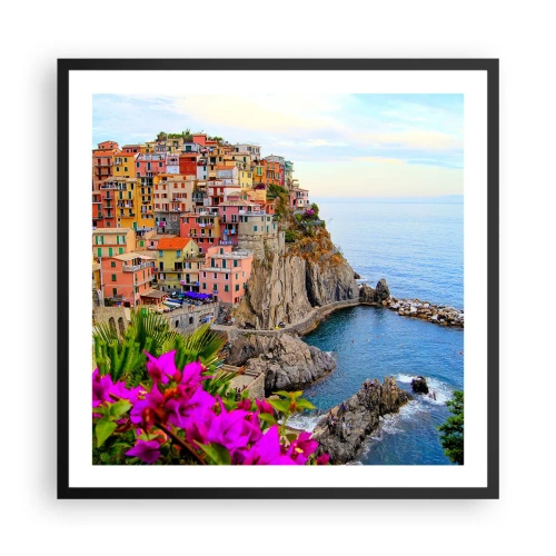 Poster in einem schwarzem Rahmen - Lachende Stadt - 60x60 cm