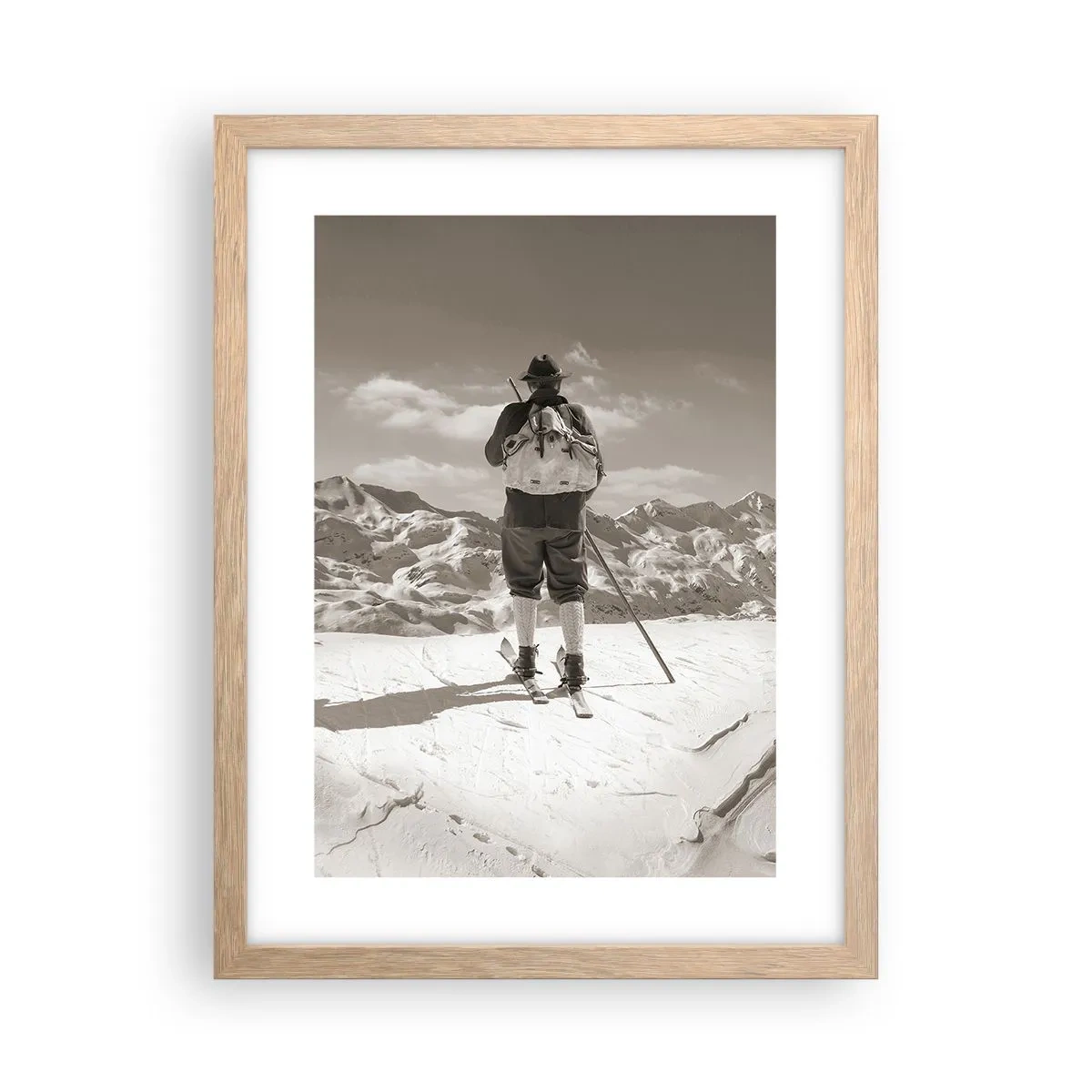 Poster in einem Rahmen aus heller Eiche - Und die Berge bleiben unverändert - 30x40 cm