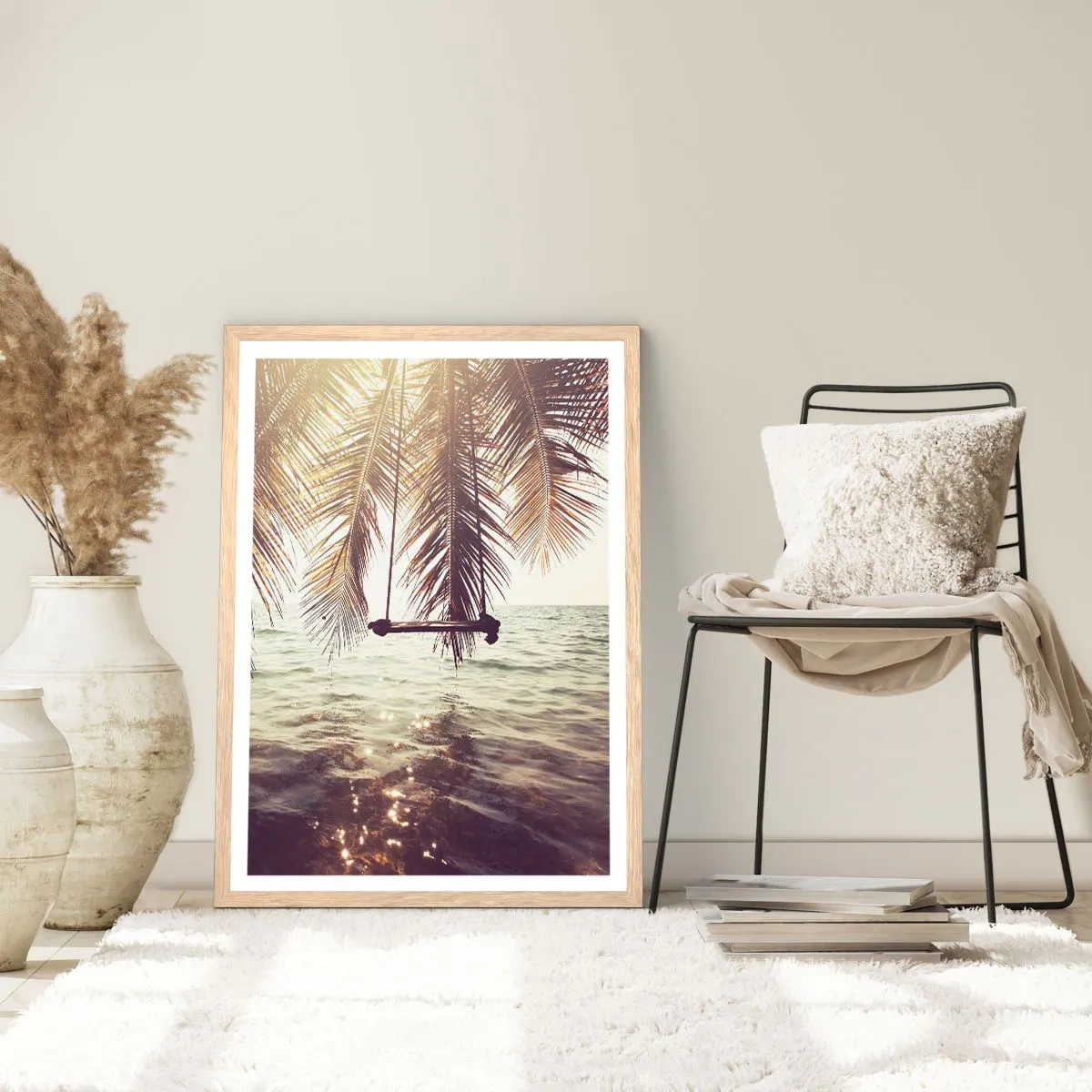 Poster in einem Rahmen aus heller Eiche - Sie können nach Belieben in den Wolken schwingen - 50x70 cm