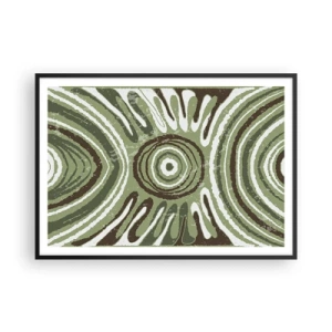 Poster in einem schwarzem Rahmen - Abstrakte Muster in Grün- und Brauntönen - 100x70cm - Explosion von Emotionen - Moderne Wanddekoration für Wohnzimmer und Schlafzimmer ARTTOR