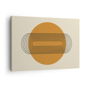 Bild auf Leinwand - Leinwandbild - Geometrisches Muster mit orangefarbenen Kreisen und Linien - 70x50cm - Perfekter Plan - Moderne Wanddekoration für Wohnzimmer und Schlafzimmer ARTTOR