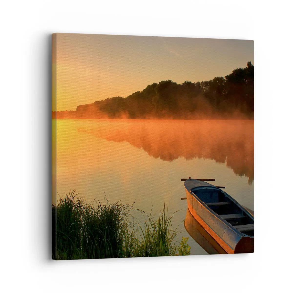Bild auf Leinwand - Leinwandbild - Sonnenaufgang über dem Wasser wie ein Spiegel - 30x30 cm