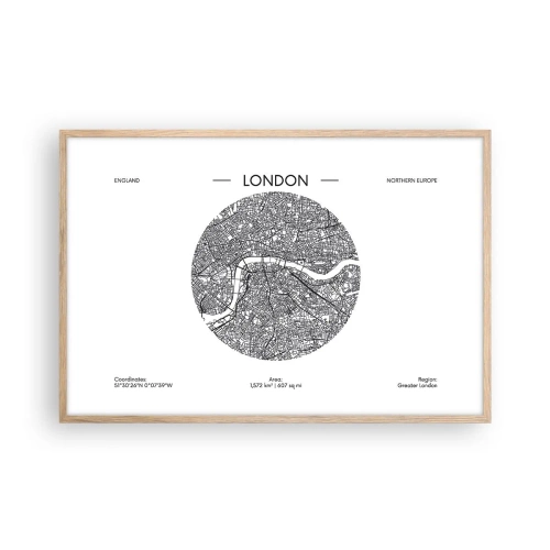 Poster in einem Rahmen aus heller Eiche - Anatomie von London - 91x61 cm