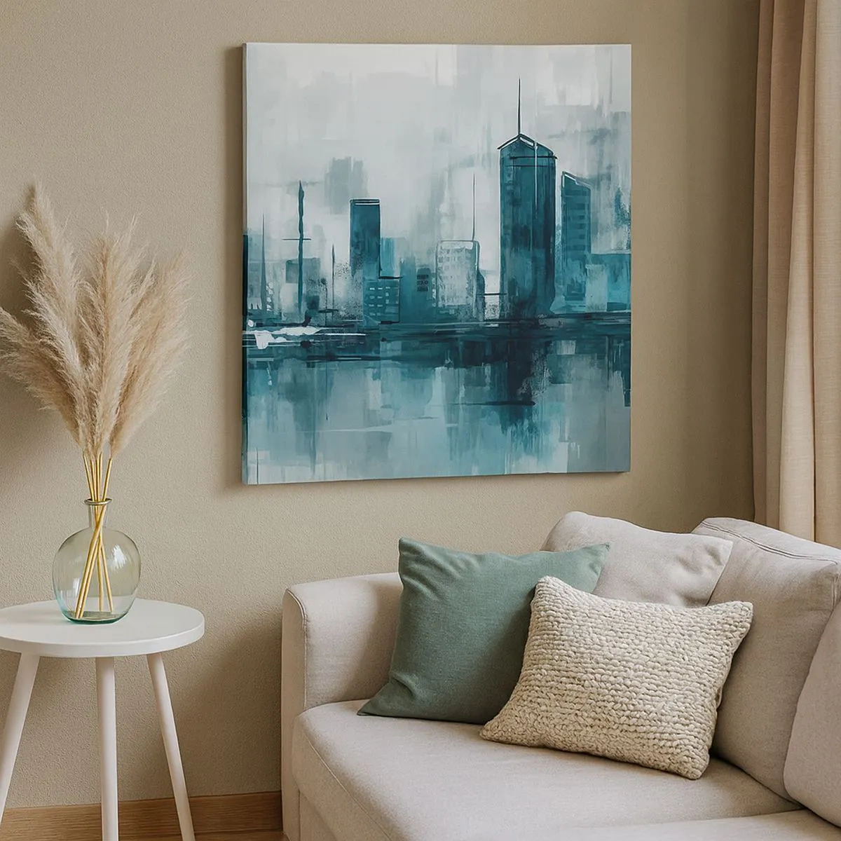 Bild auf Leinwand - Leinwandbild - Eine Stadt in der Farbe des Regens - 30x30 cm