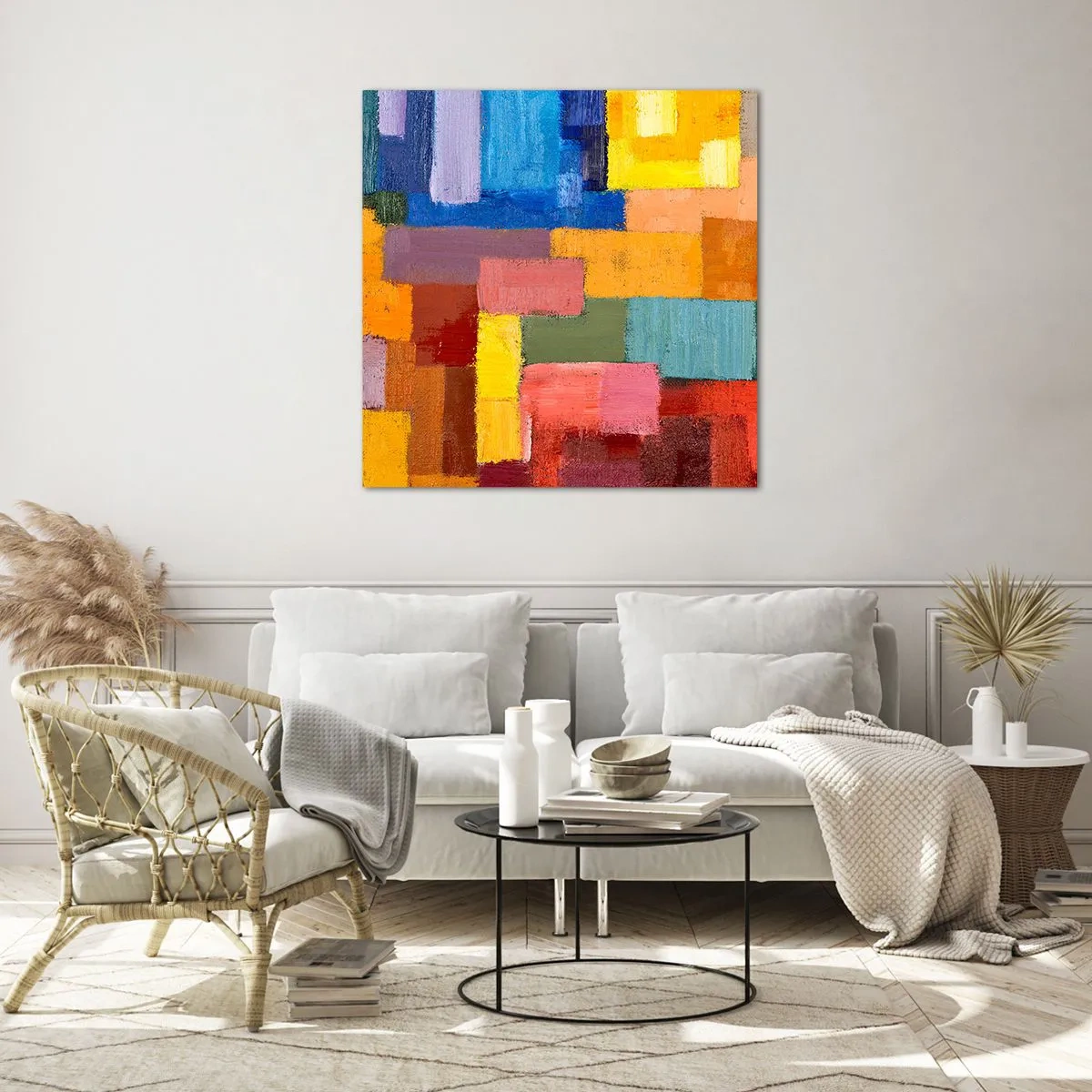 Glasbild - Bild auf glas - Jeder ist anders, alle bunt - 70x70 cm