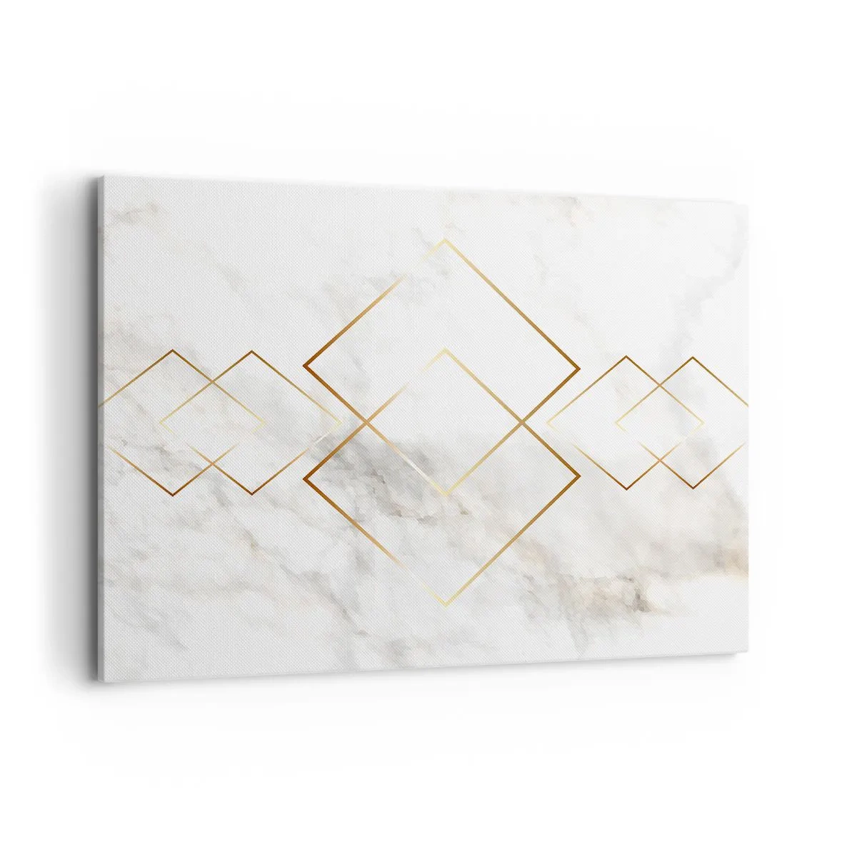 Bild auf Leinwand - Leinwandbild - Minimalistische goldene Rauten auf Marmorhintergrund - 100x70cm - Ein Blick in die Unendlichkeit - Moderne Wanddekoration für Wohnzimmer und Schlafzimmer ARTTOR