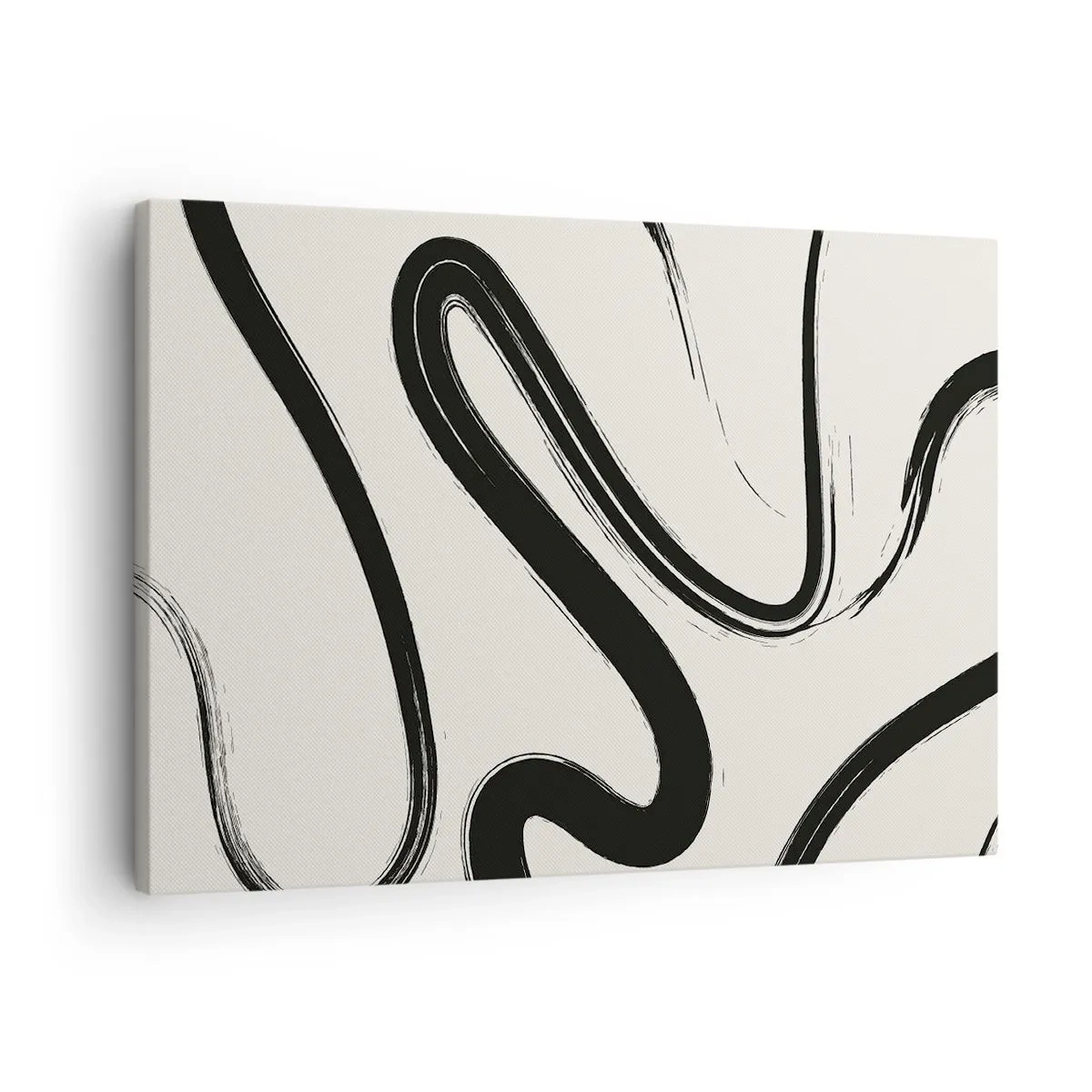 Bild auf Leinwand - Leinwandbild - Schwarz-weiße geschwungene Linien auf hellem Hintergrund - 70x50cm - Schwarz-Weiß-Laune - Moderne Wanddekoration für Wohnzimmer und Schlafzimmer ARTTOR